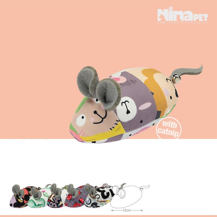 موش بازی پارچه ای گربه نیناپت مدل توپو با کت نیپ