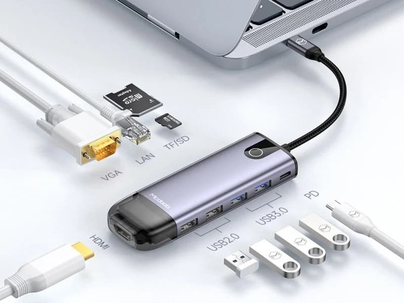 هاب تایپ سی مک دودو مدل HU-7420 با 10 پورت و PD 100W — تصویر ۱۱