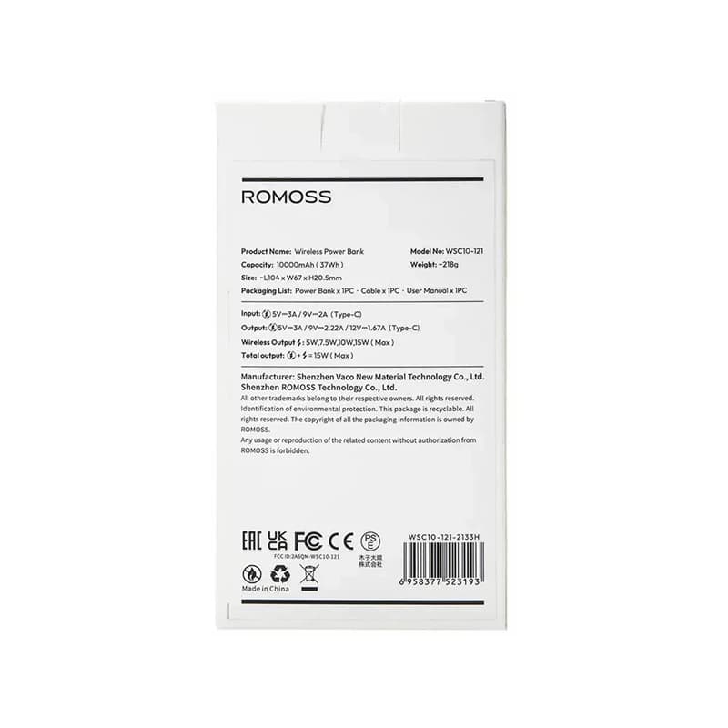 شارژر همراه روموس مدل WSC10 121 Magsafe PD 20W ظرفیت 10000 میلی آمپر ساعت — تصویر ۹