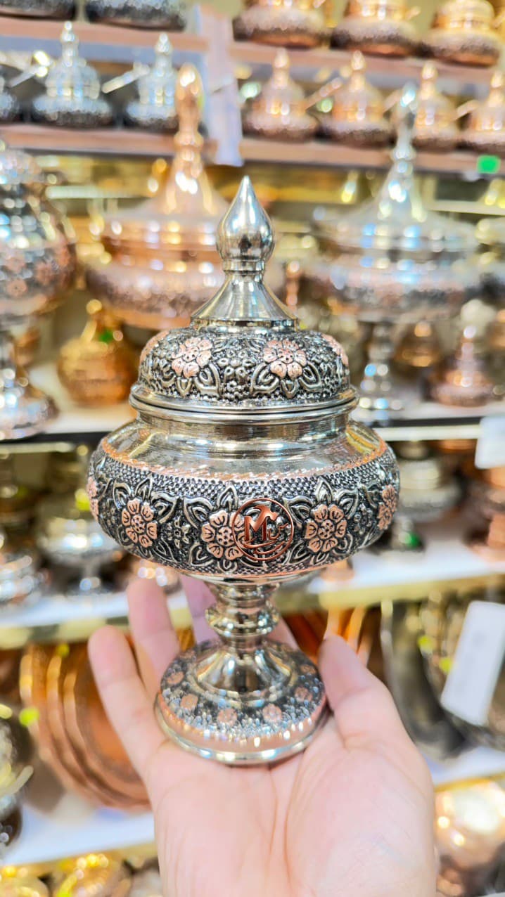 قندان مسی الماس تراش پایه پار