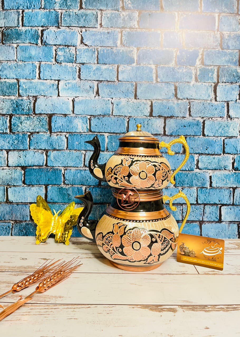 کتری و قوری مسی نقره کوب