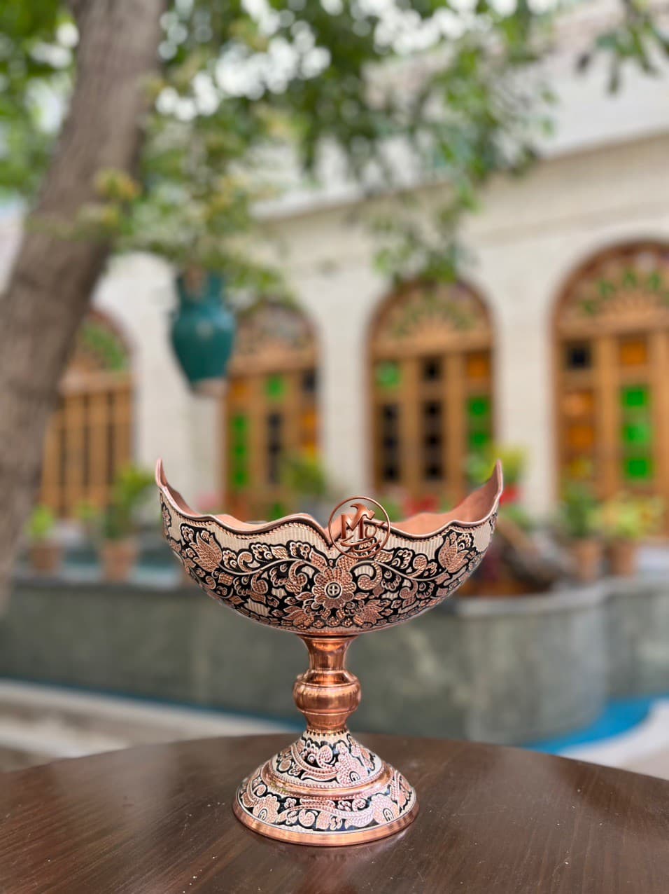کشکول مسی دلبر نقره کوب — تصویر ۳