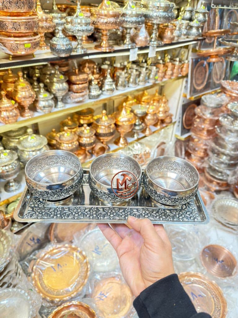 ست اردوخوری مسی کروم گلبرگی — تصویر ۷