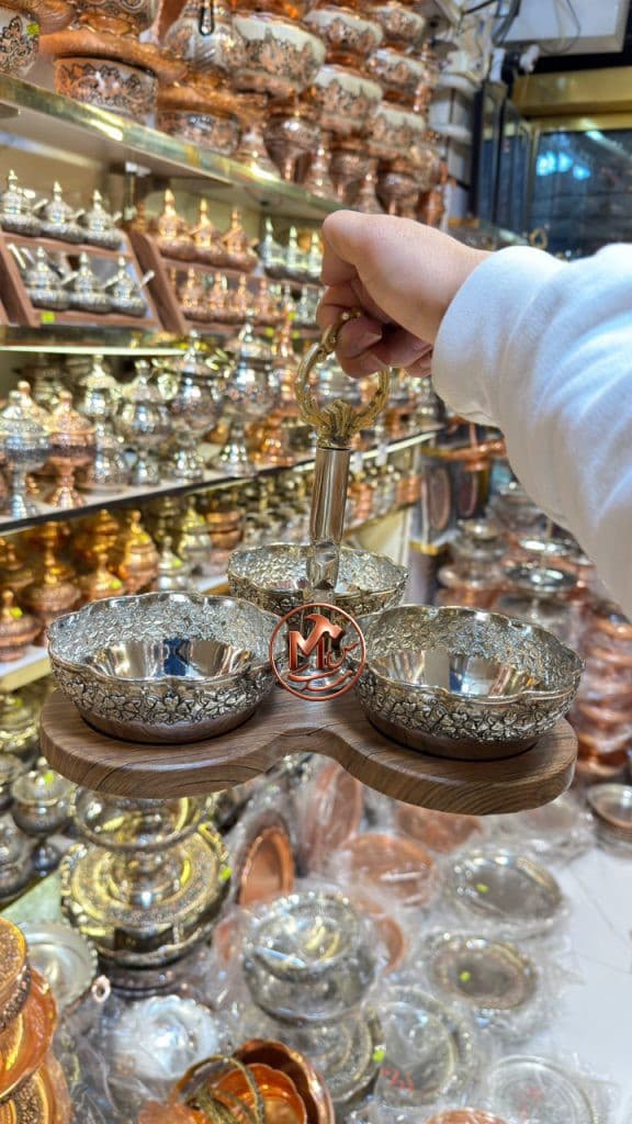 اردو خوری مسی مثلثی ریز گل کروم — تصویر ۸