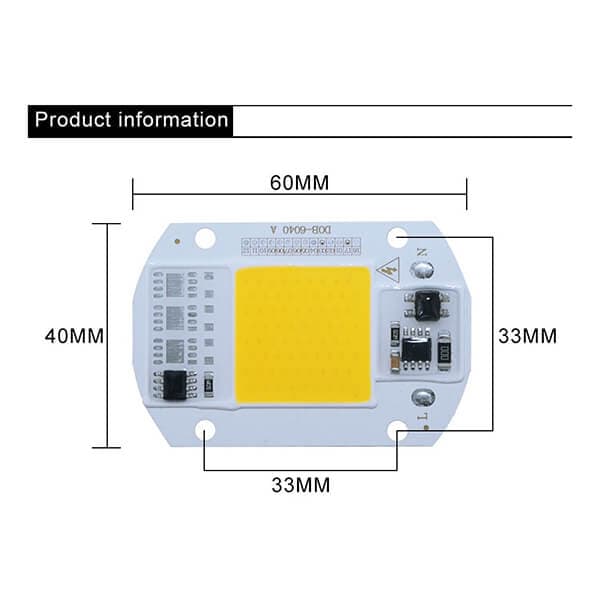 LED COB آفتابی 50W 220V با درایور داخلی — تصویر ۹