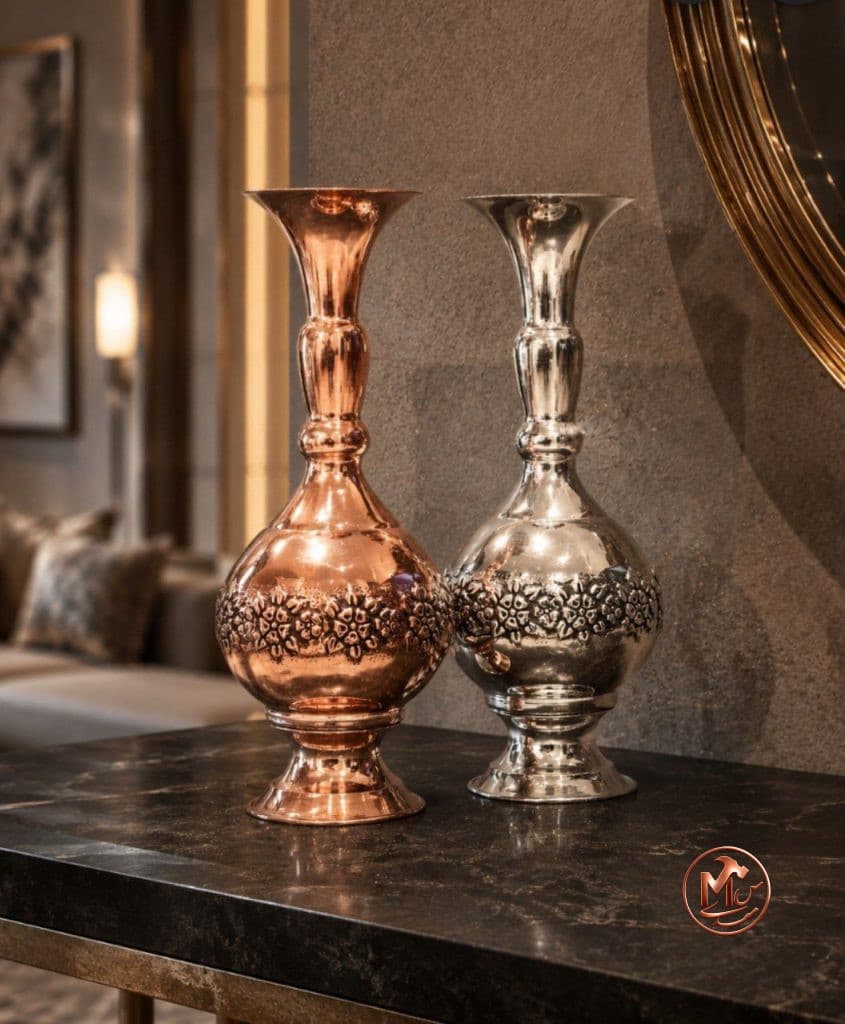 گلدان مسی و کروم گلبرگ