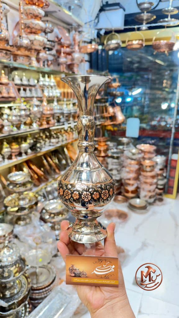 گلدان مسی الماس تراش کروم