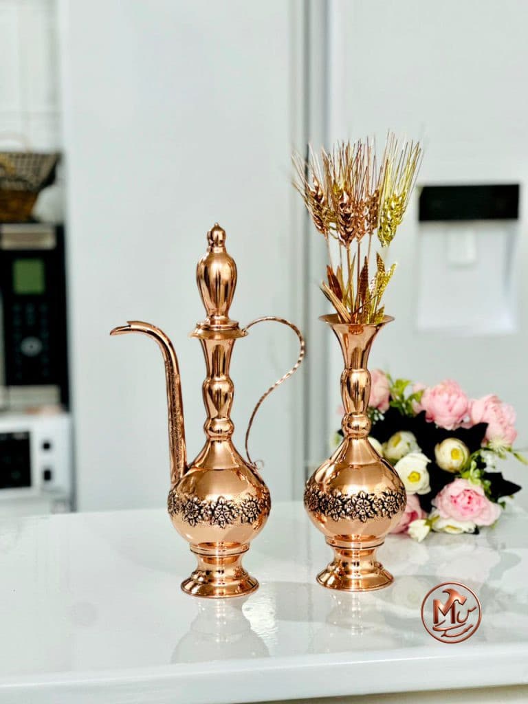 گلدان و گلاب پاش مسی گلبرگ — تصویر ۲