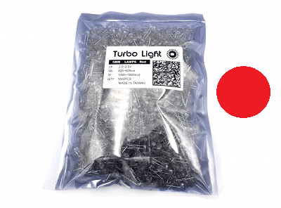 LED کلاهی چیپ بزرگ تایوانی قرمز مارک Turbo Light (بسته1000 تایی)