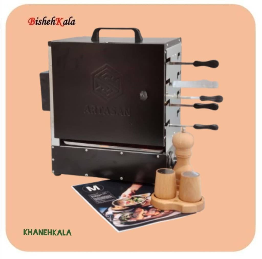 کباب پز ایستاده برقی بدون دود 8 سیخ تمام استیل آپارتمانی کد(66)