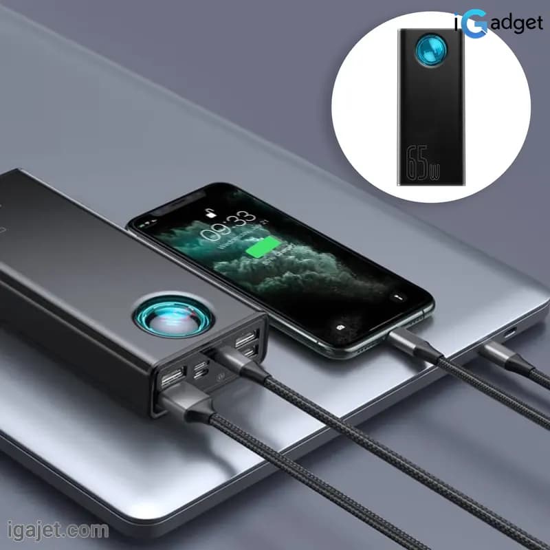 پاوربانک ۶۵ وات باسئوس مدل Amblight ظرفیت 30000 میلی آمپر ساعت — تصویر ۳
