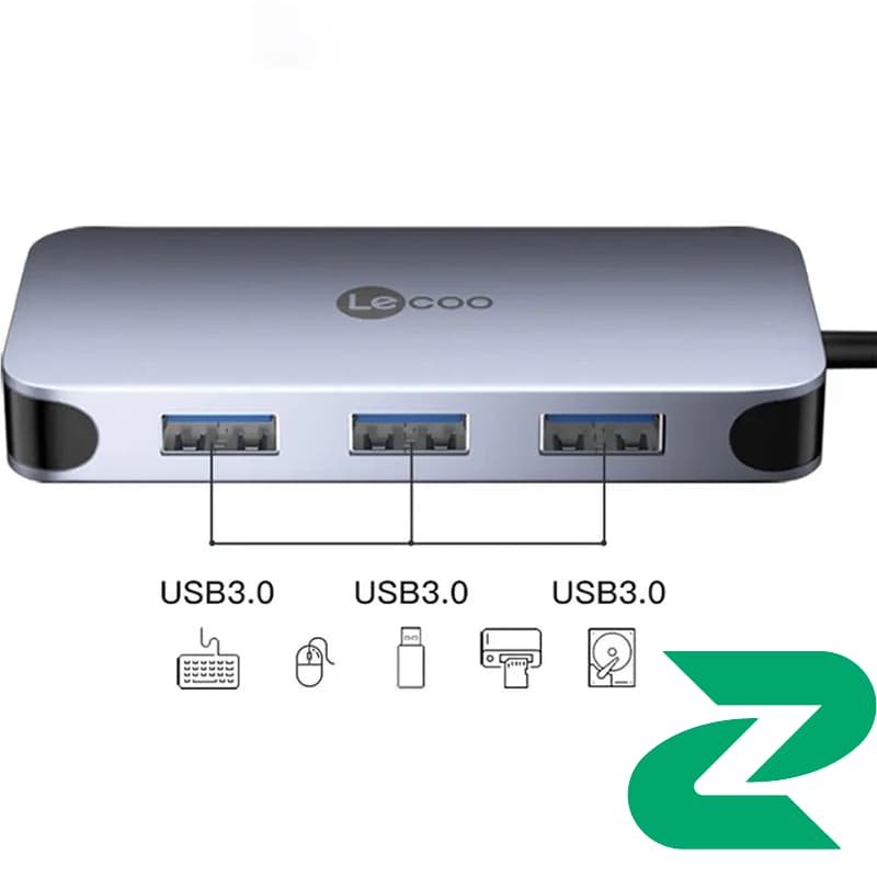 هاب 6 پورت تایپ سی Lecoo مدل LKC1345H — تصویر ۱۲