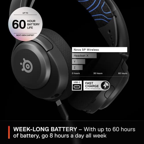 هدست گیمینگ SteelSeries Arctis Nova 5P وایرلس مشکی — تصویر ۵