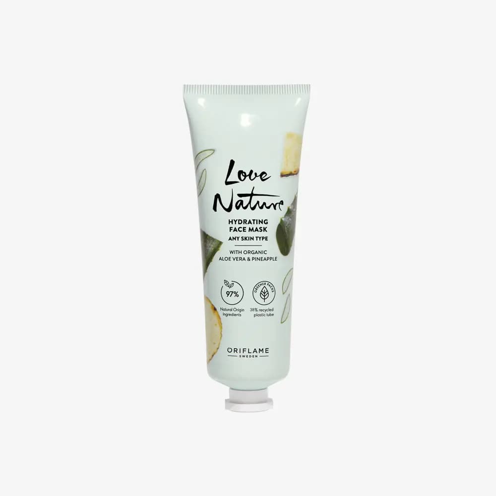 ماسک صورت آبرسان لاونیچر با آلوئه‌ورا و آناناس اوریفلیم Love Nature Hydrating Face Mask with Organic Aloe Vera & Pineapple