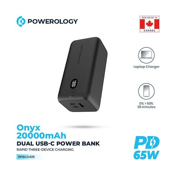 پاوربانک 65 وات 20000 پاورولوژی Powerology Onyx Power Bank PPBCHA19 — تصویر ۳