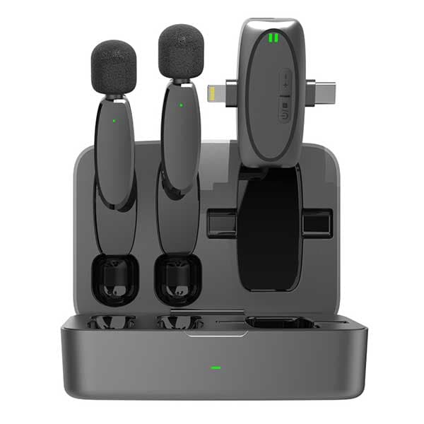 میکروفون بیسیم یقه ای پرودو Porodo Dual Connector Lavalier Microphone Dual Mic PD-2MLAVCC — تصویر ۲