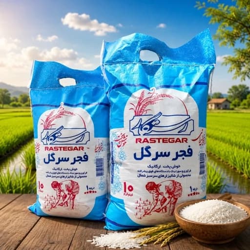 برنج ایرانی فجرسرگل رستگار باارسال رایگان (10کیلوگرم)