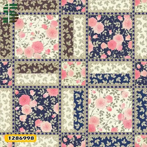 پرده پانچ طرح دار کد 1286998 مدل پس زمینه شطرنجی با گل رز — تصویر ۳