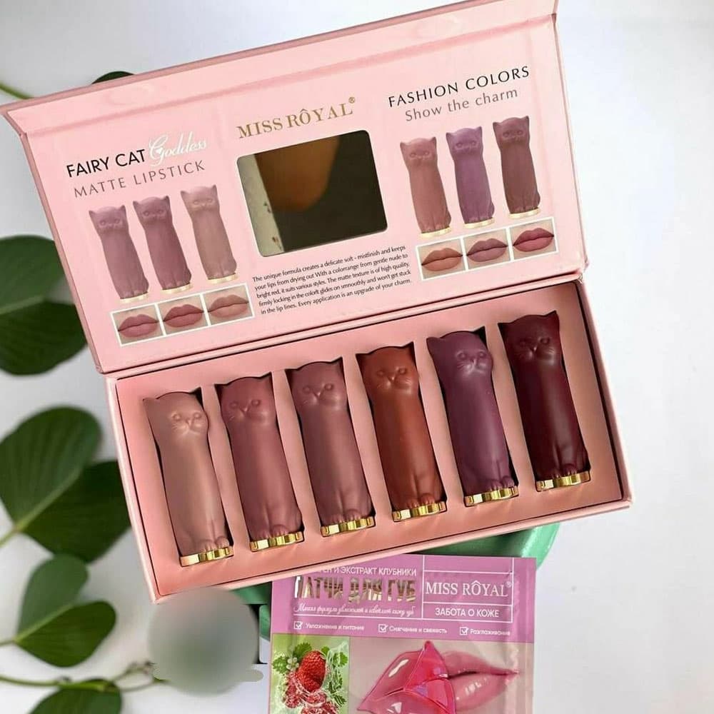 پک 6 عددی رژ لب جامد گربه miss royal — تصویر ۵