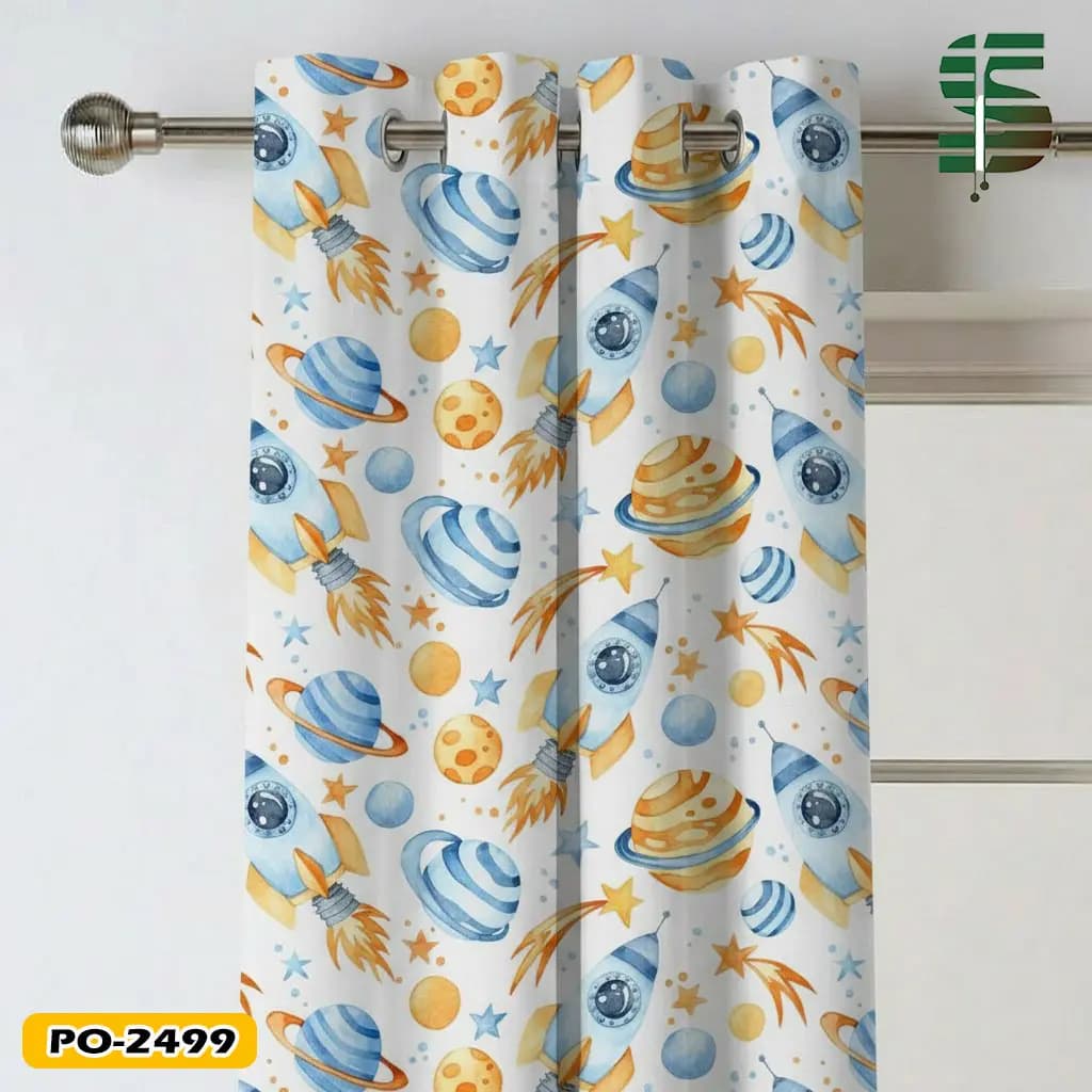 پرده پانچ کودک طرح سفینه و فضا کد PO-2499