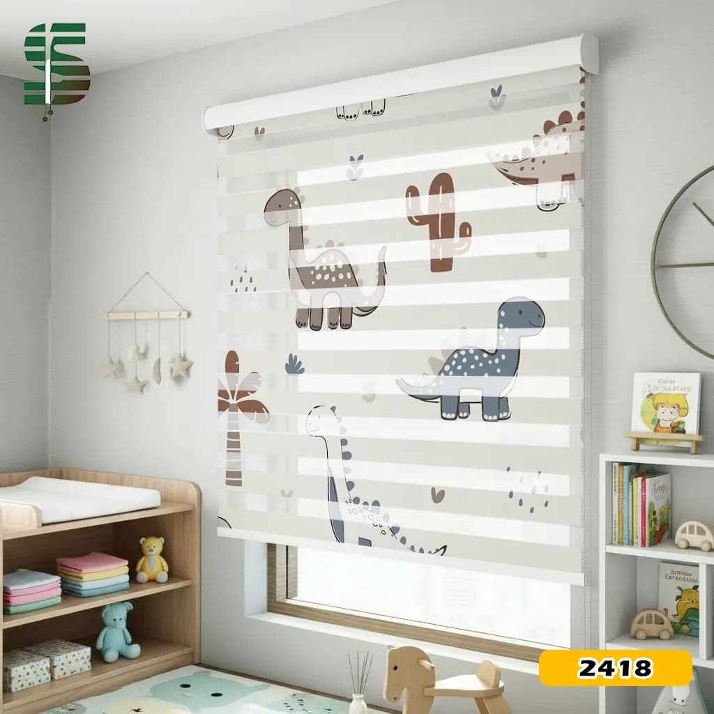 پرده زبرا کودک طرح دایناسور کد ZB-2418 — تصویر ۲