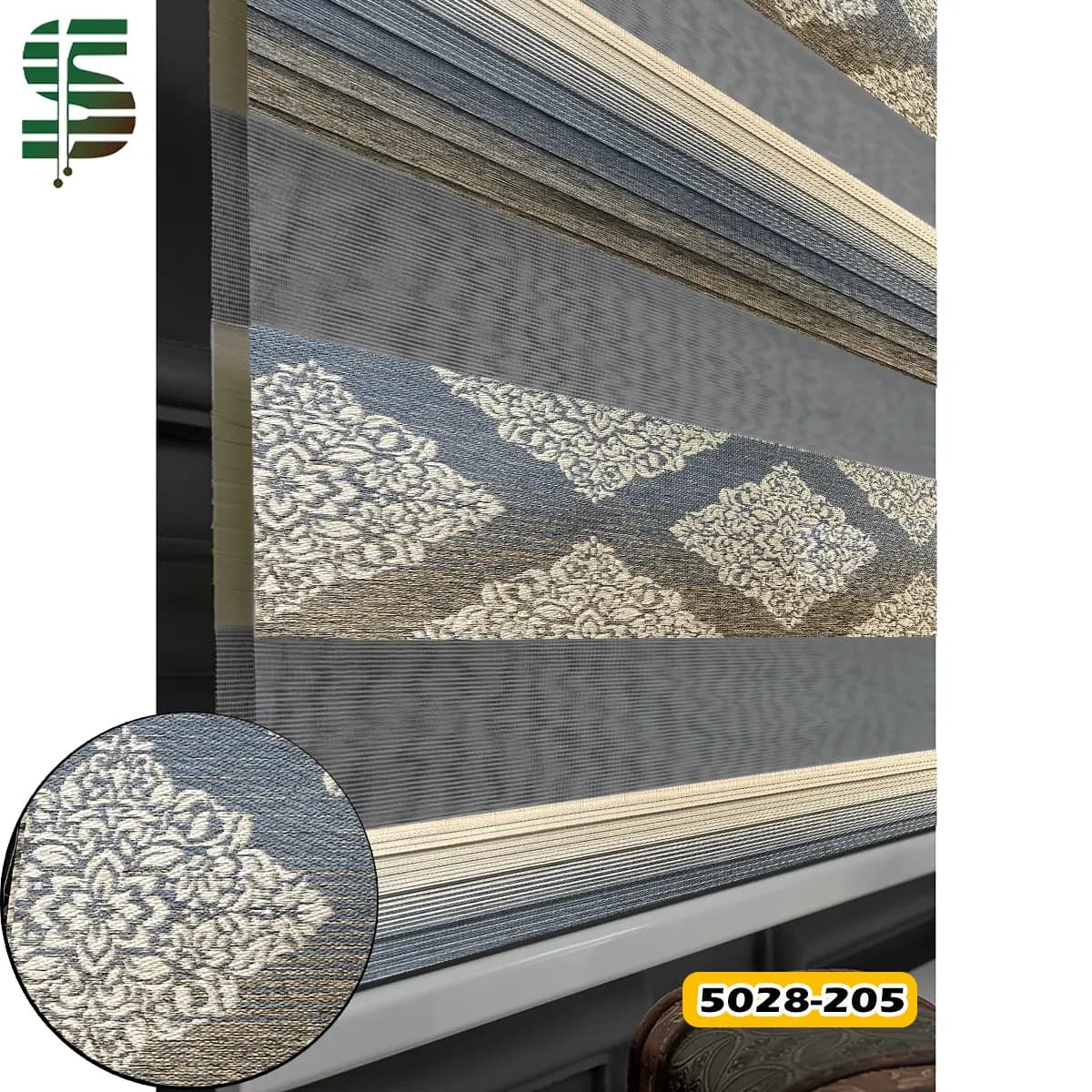 پرده زبرا پلیسه گلدار طرح کلاسیک کد 5028 در 5 رنگ — تصویر ۹