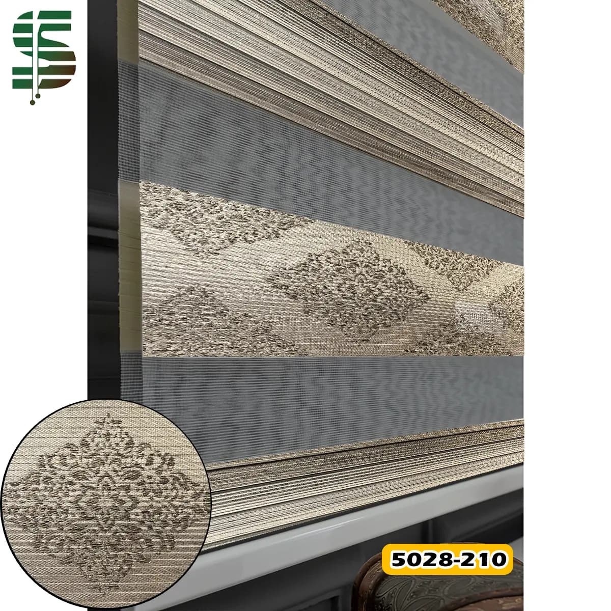 پرده زبرا پلیسه گلدار طرح کلاسیک کد 5028 در 5 رنگ — تصویر ۱۰