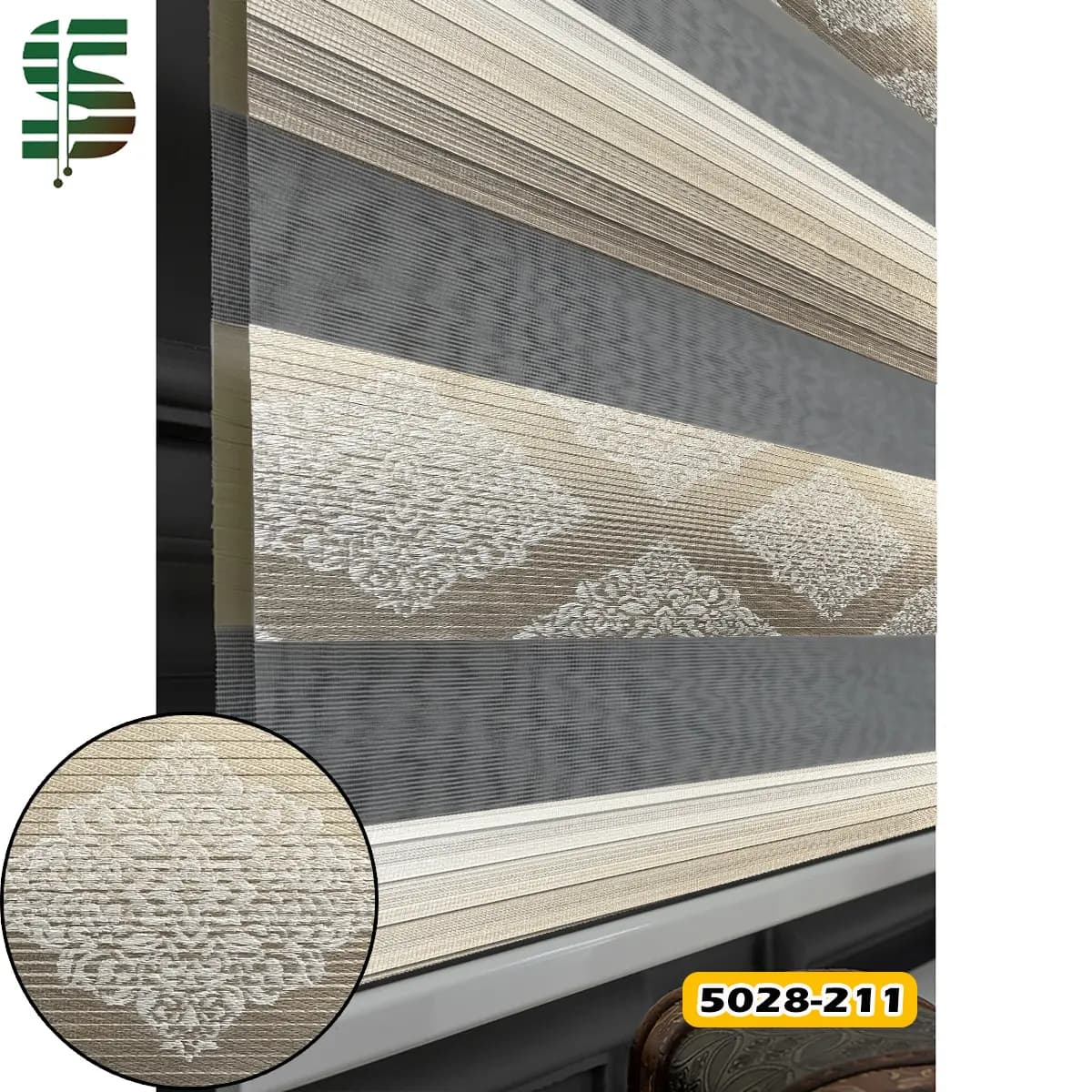 پرده زبرا پلیسه گلدار طرح کلاسیک کد 5028 در 5 رنگ — تصویر ۱۱