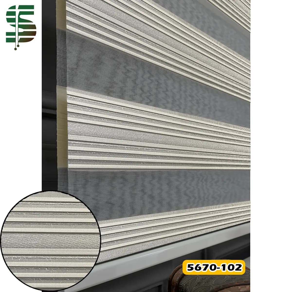 پرده زبرا پلیسه شاین دار کد 5670 در 5 رنگ — تصویر ۸