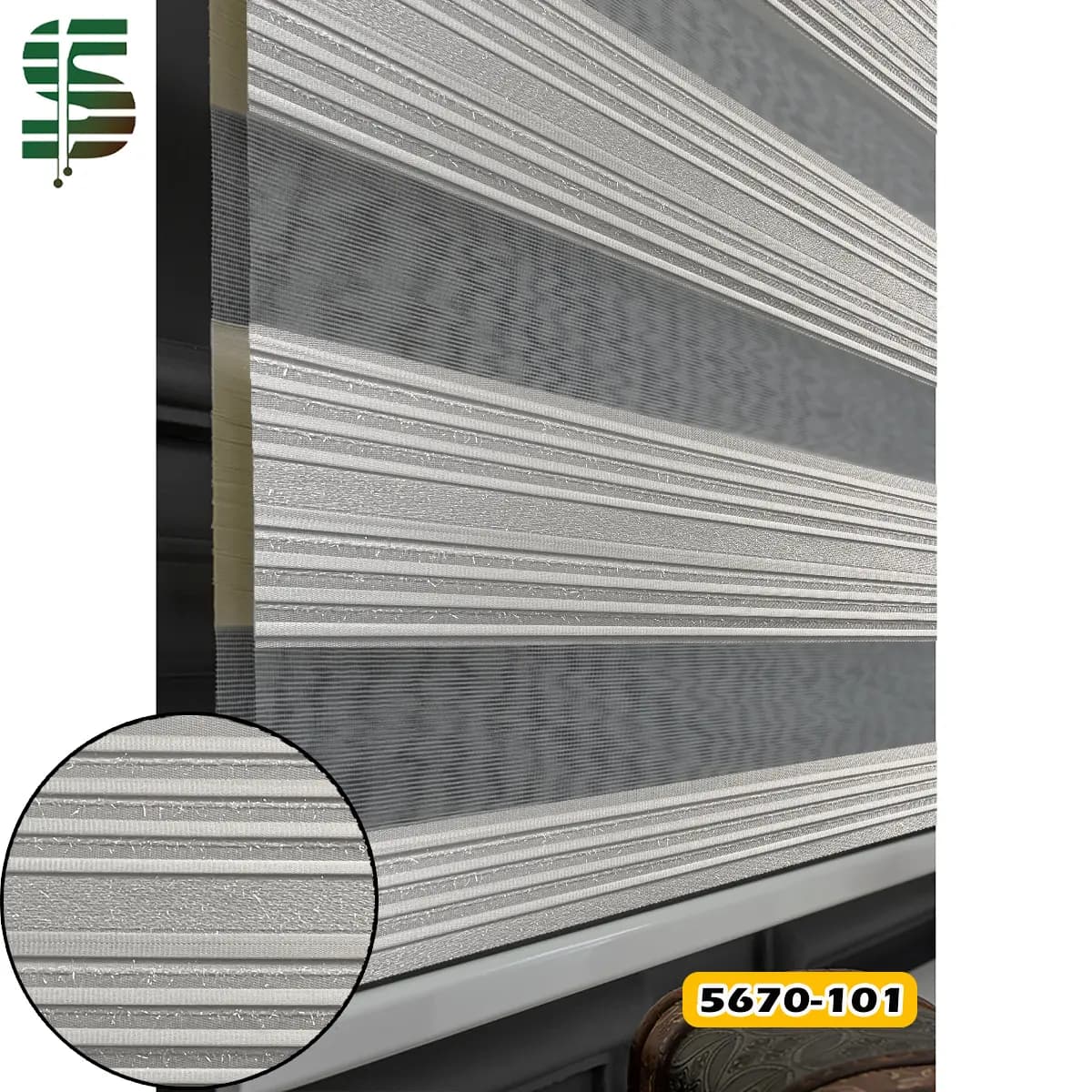 پرده زبرا پلیسه شاین دار کد 5670 در 5 رنگ — تصویر ۲
