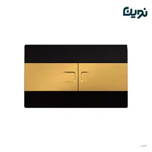 کلید فلاش تانک توکار مدل فلت مشکی طلایی