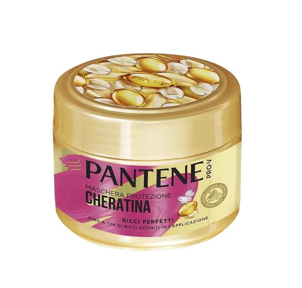 ماسک موی کراتینه داخل حمام پنتن موهای فر و حالت دار حجم500میلPANTENE MASCHERA PROTEZIONE CHERATINA