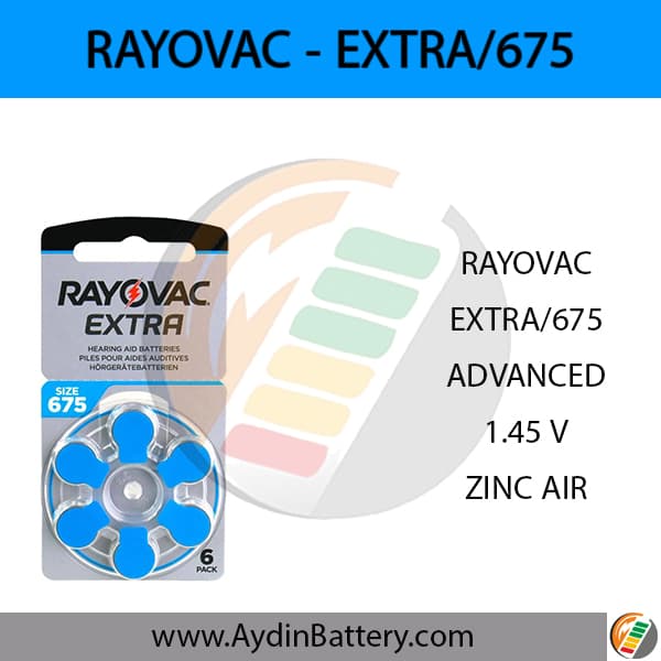 باتری سمعکی ریوواک RAYOVAC – HEARING AID 675 — تصویر ۲
