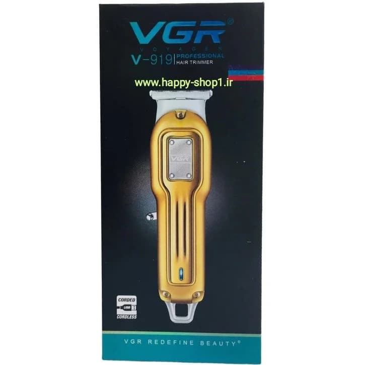 ماشین اصلاح وی جی آر مدل V-919 با تیغه استیل ضد زنگ و برش مستقیم اصلی به شرط اصالت | اورجینال