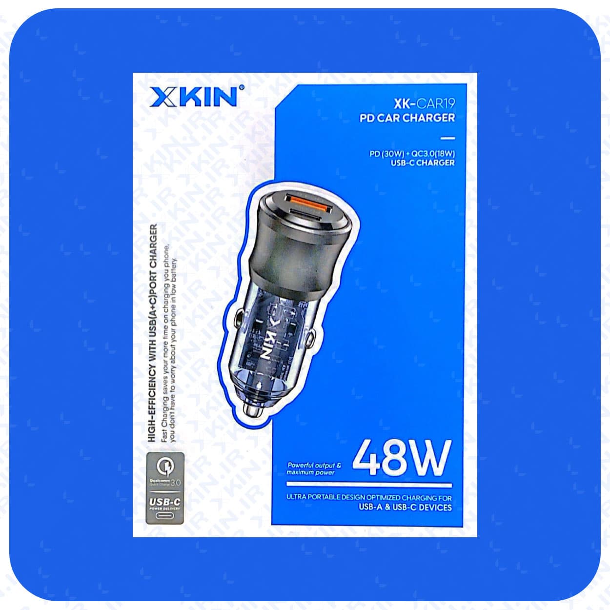 شارژر فندکی ایکس‌کین مدل Car 19 | توان 48 وات با دو خروجی فست شارژ PD و QC3.0