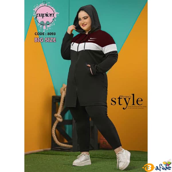 ست مانتو و شلوار کلاهدار سایز بزرگ نایک کد 80932