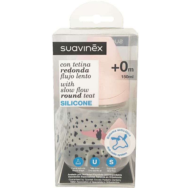 شیشه شیر سرگرد 0+ ماه 150 میل سگ خال دار سواوینکس suavinex — تصویر ۵