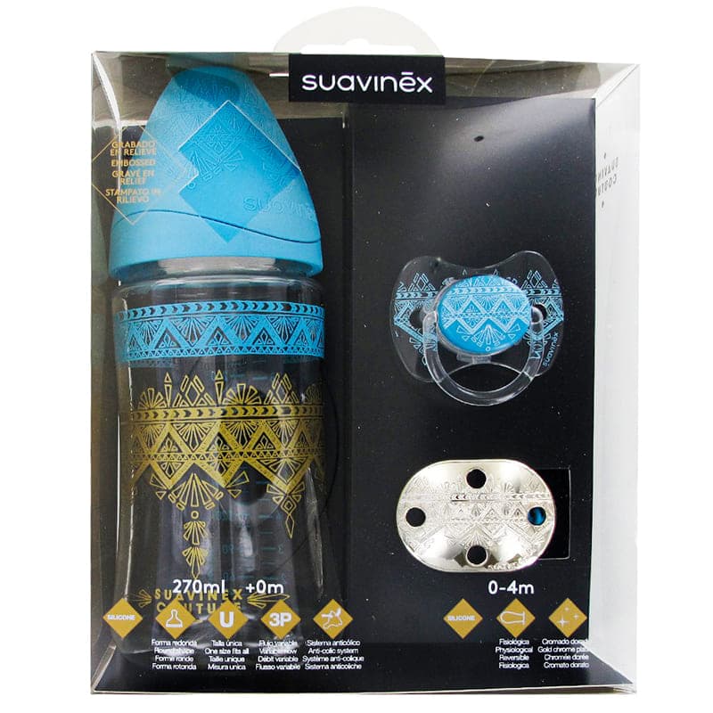 ست شیشه شیر پستانک زنجیر طلایی لوکس سواوینکس suavinex — تصویر ۴
