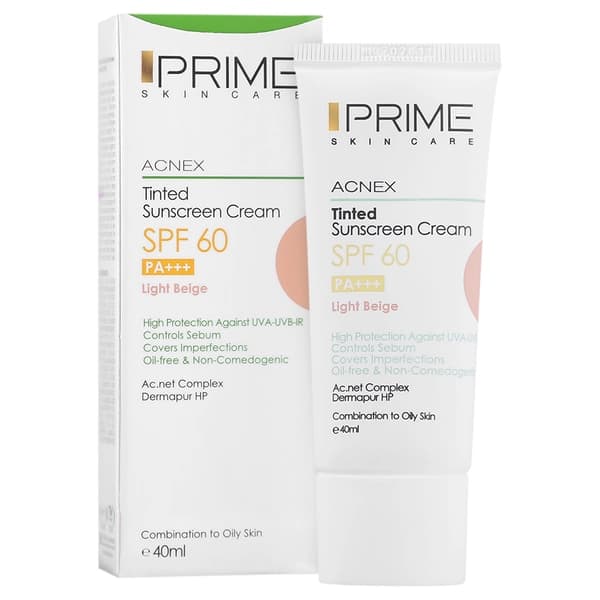 کرم ضدآفتاب رنگی پرایم مدل Acnex Beige SPF60، مناسب پوستهای چرب، حجم 40 میلیلیتر — تصویر ۱۱