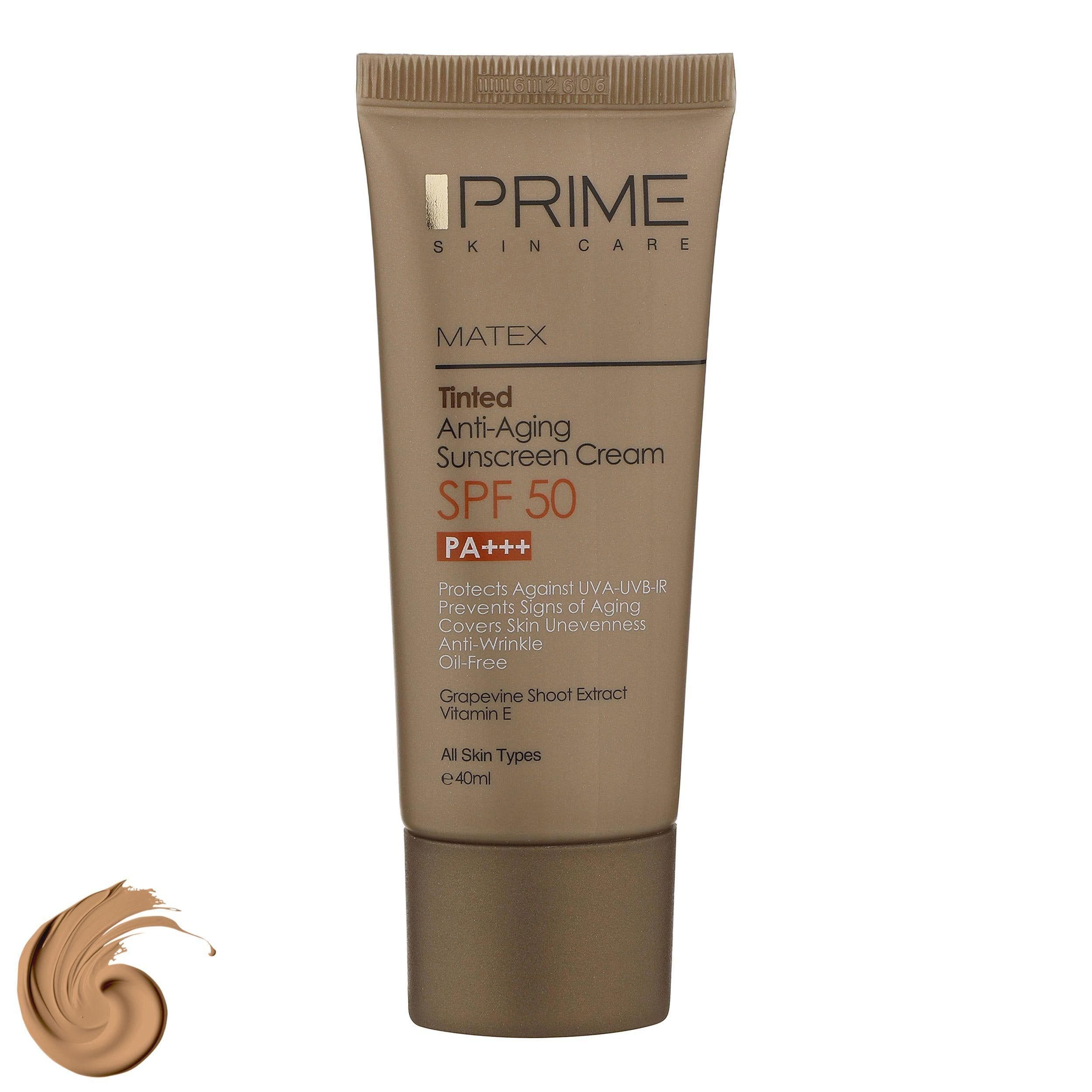 کرم ضدآفتاب رنگی پرایم SPF50 مدل Matex Tinted Rejuvinating مناسب انواع پوست، حجم 40 میلیلیتر — تصویر ۷