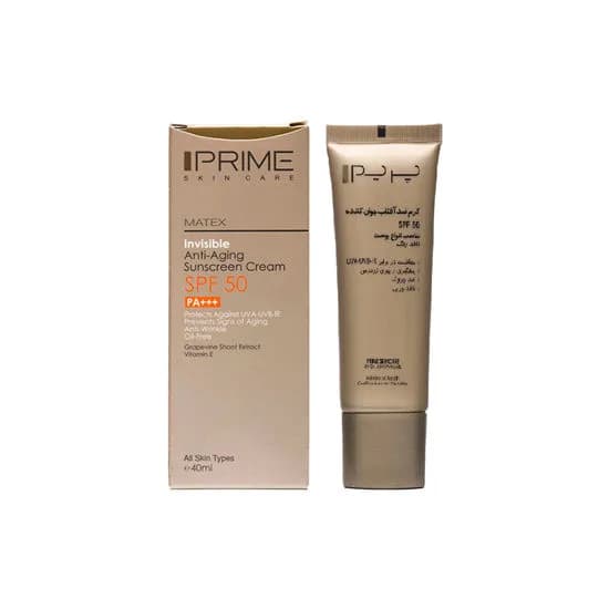 کرم ضد آفتاب و ضد چروک بی رنگ پرایم مدل Matex Colorless SPF50 مناسب انواع پوست حجم 40 میلی لیتر