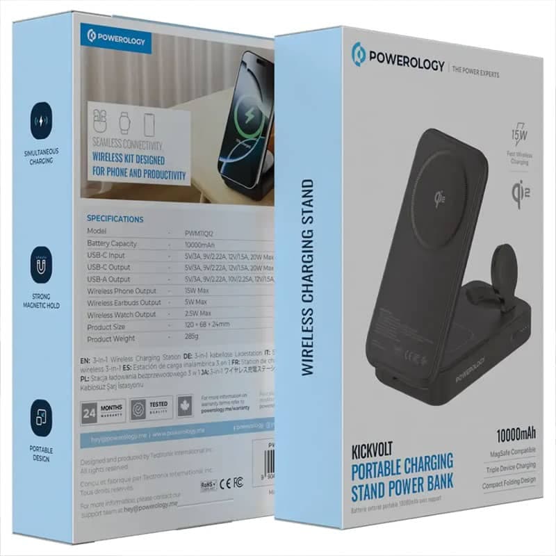پاوربانک و استند شارژ وایرلس PWM11QI2 Kickvolt پاورولوژی — تصویر ۵