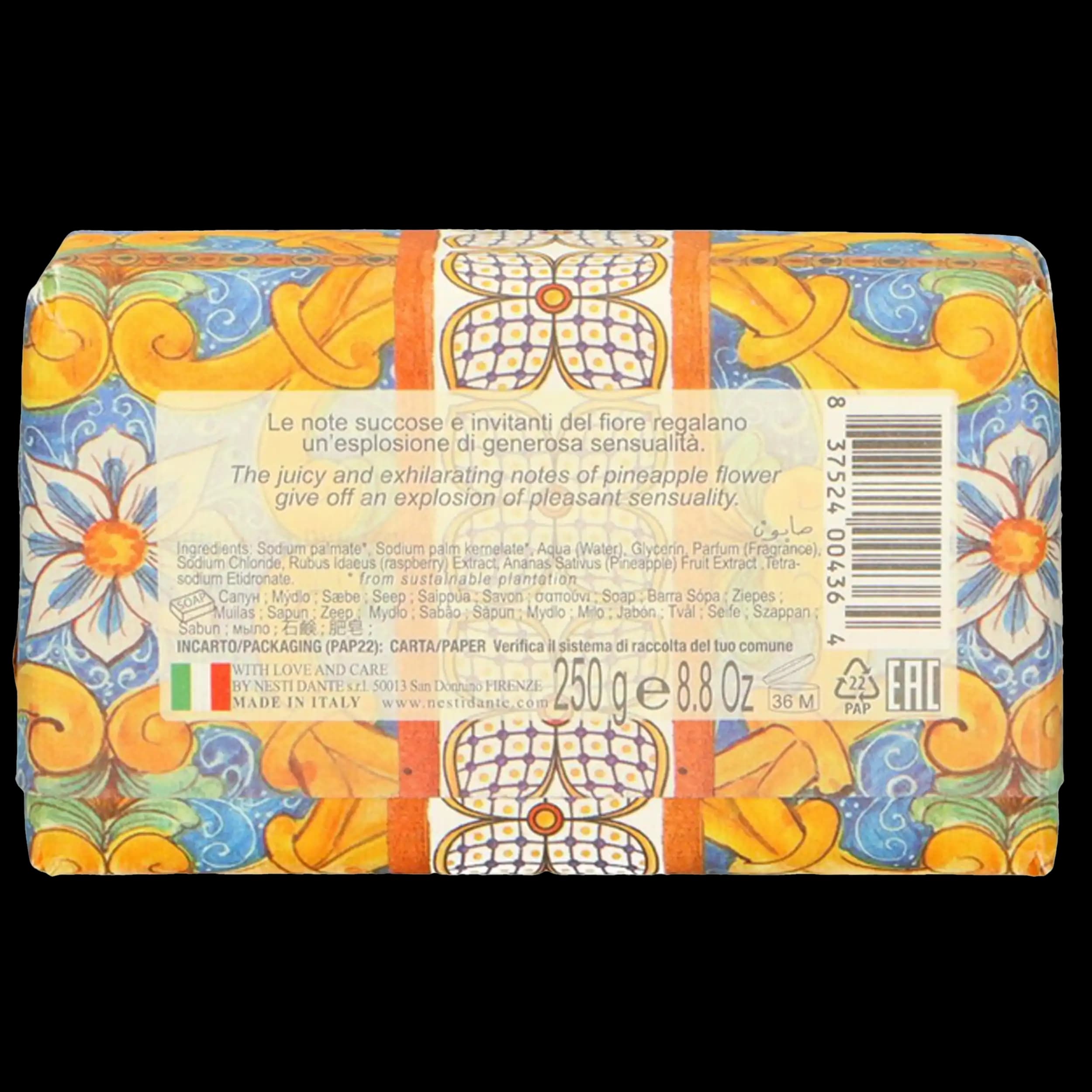 صابون گل های آناناس اتنایی نستی دانته | Nesti Dante Villa Sole Fiori d’Ananas dell’Etna Bar Soap 250g — تصویر ۷