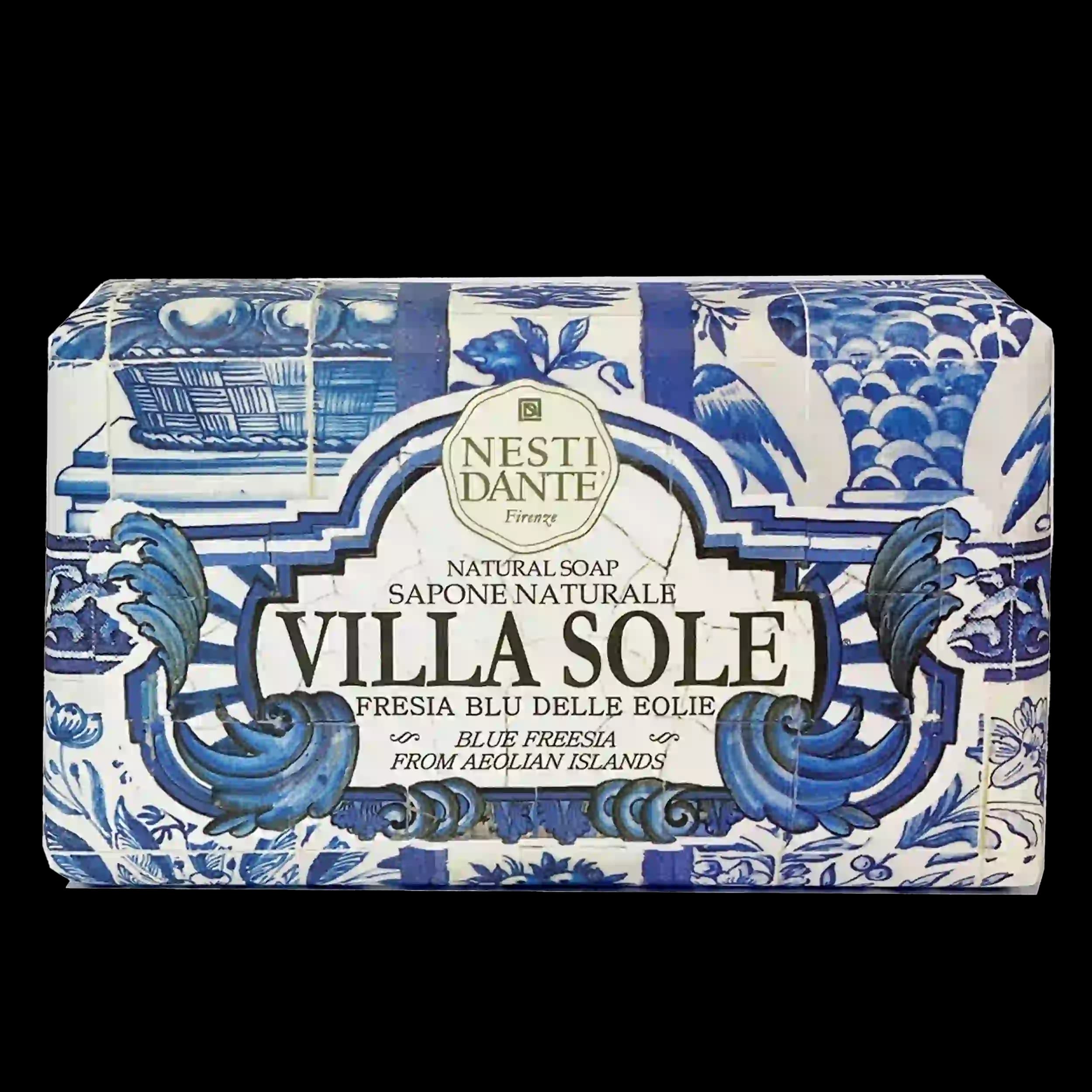 صابون گل فریزیا آبی نستی دانته | Villa Sole – Blue Freesia Bar Soap 250g — تصویر ۲