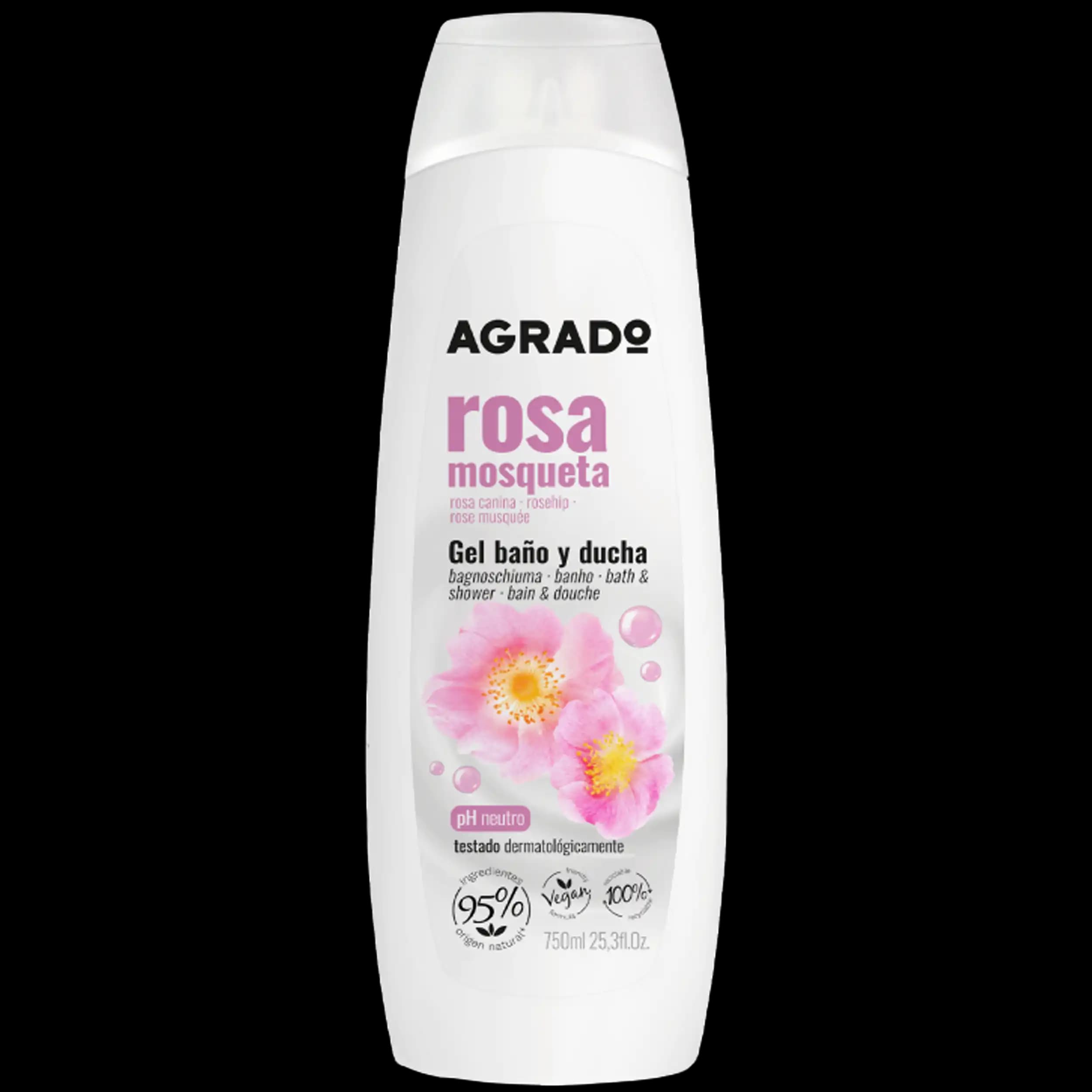 شامپو بدن میوه گل رز آگرادو | Agrado Rosehip Bath And Shower Gel 750ml — تصویر ۴