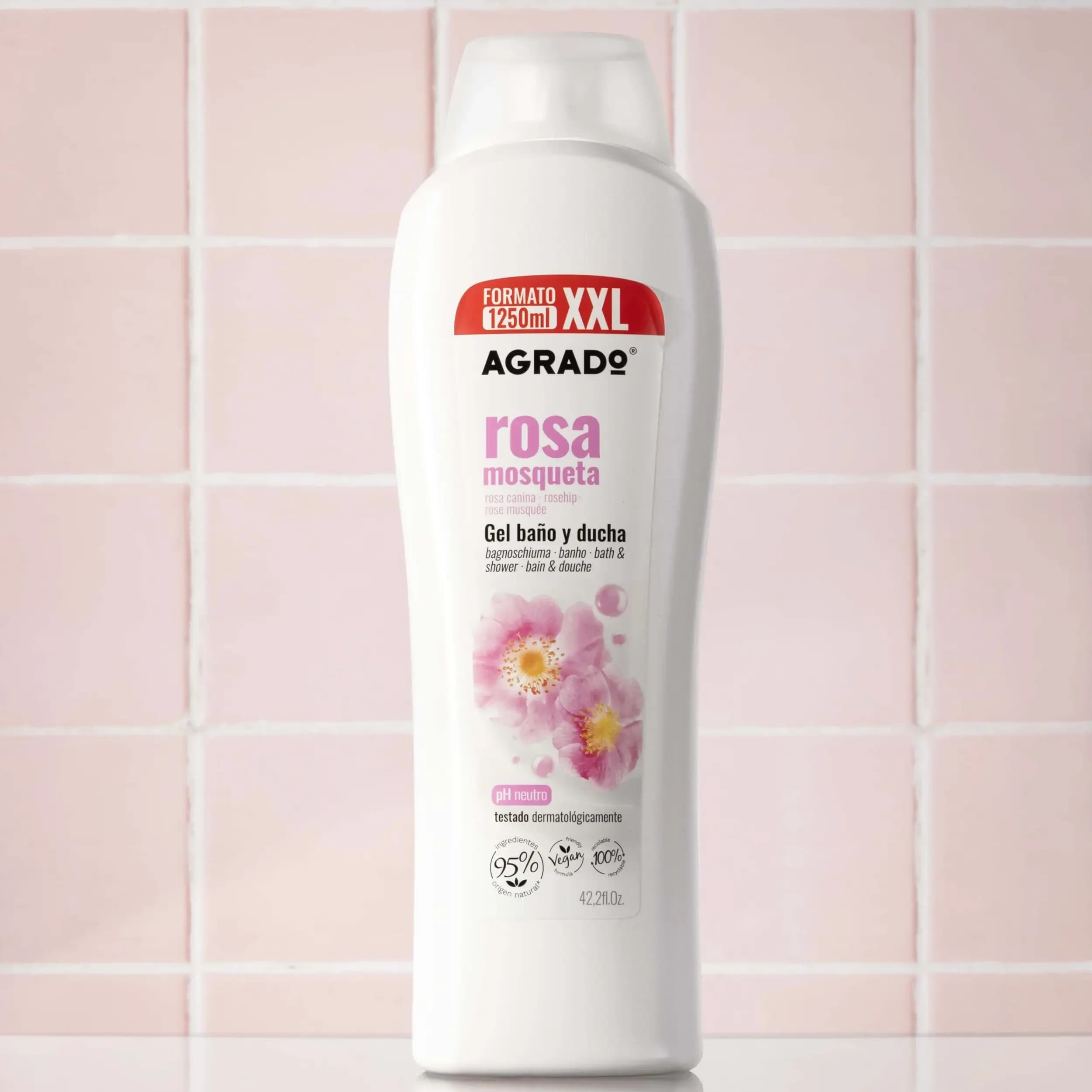 شامپو بدن رز موسکتا آگرادو | Agrado Rosehip Shower Gel 1250 ml — تصویر ۵