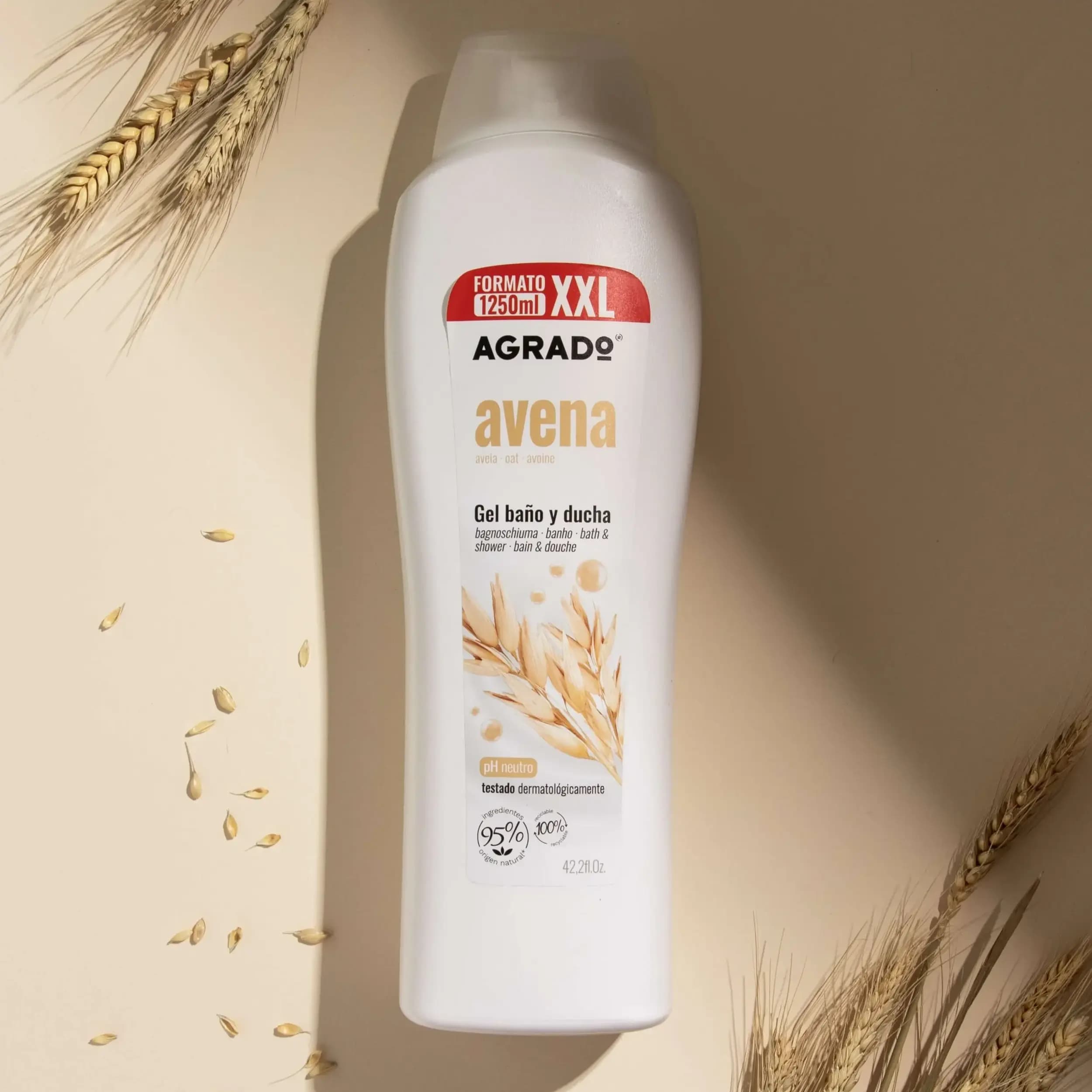 شامپو بدن جو دوسر آگرادو | Agrado Oatmeal Shower Gel 1250 ml — تصویر ۳