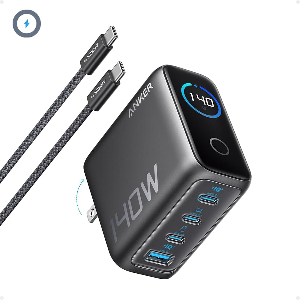 شارژر 140 واتی انکر به همراه کابل تایپ سی گوشی و لپ تاپ Anker Laptop Charger