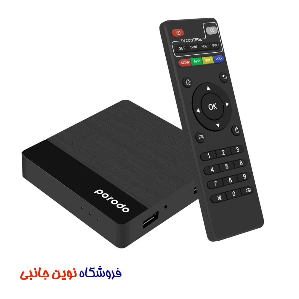 اندروید تی وی باکس پرودو مدل ATVBTD ا Porodo Android TV Box 1080P 2GB RAM 8GB ROM Support 4K (تک/عمده)