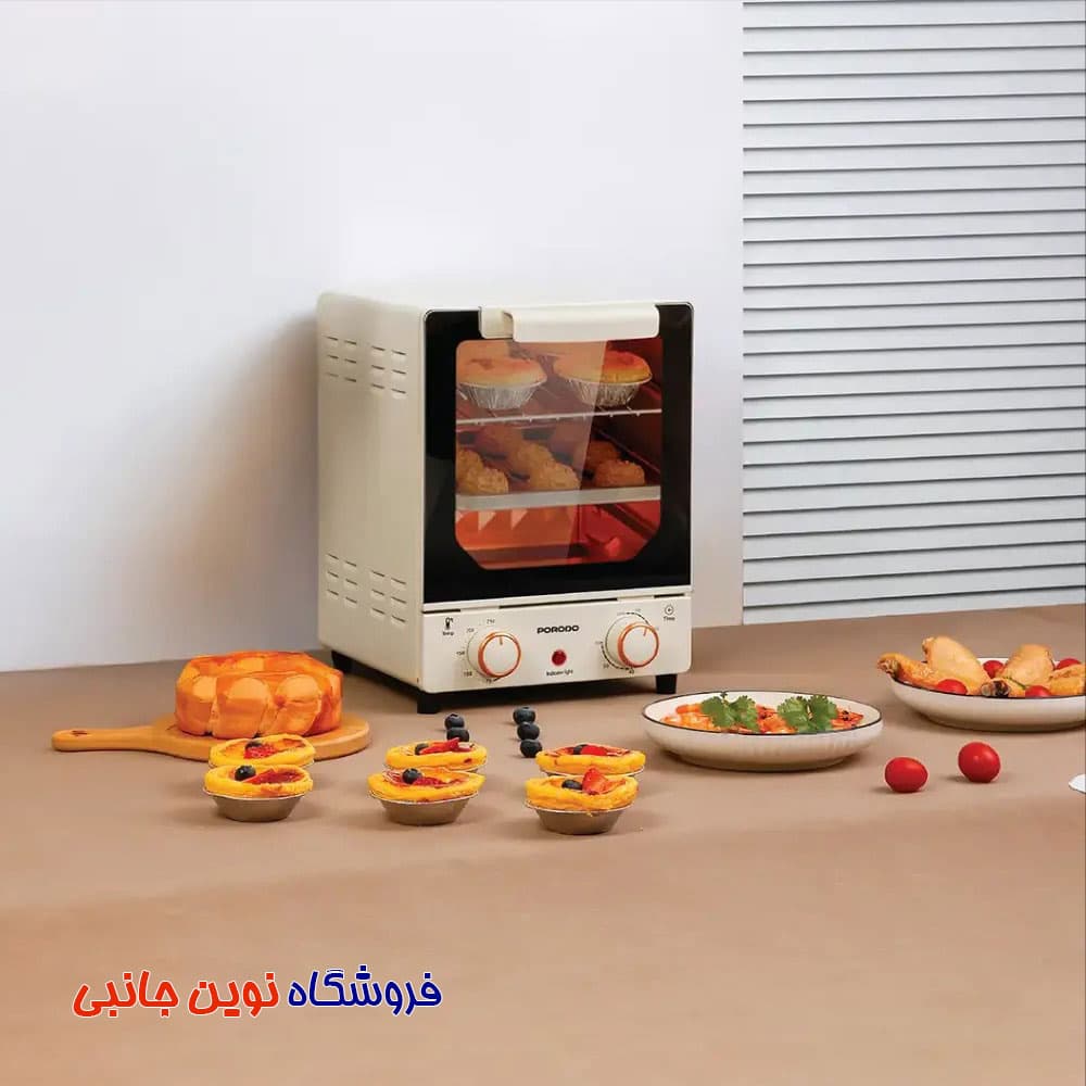 مینی فر گریل پز سرخ کن و تستر پرودو مدل PDMOKB15FWH ا Porodo Vertical Design Temp Glass Mini Oven Bake Grill & Toast (تک و عمده) — تصویر ۸